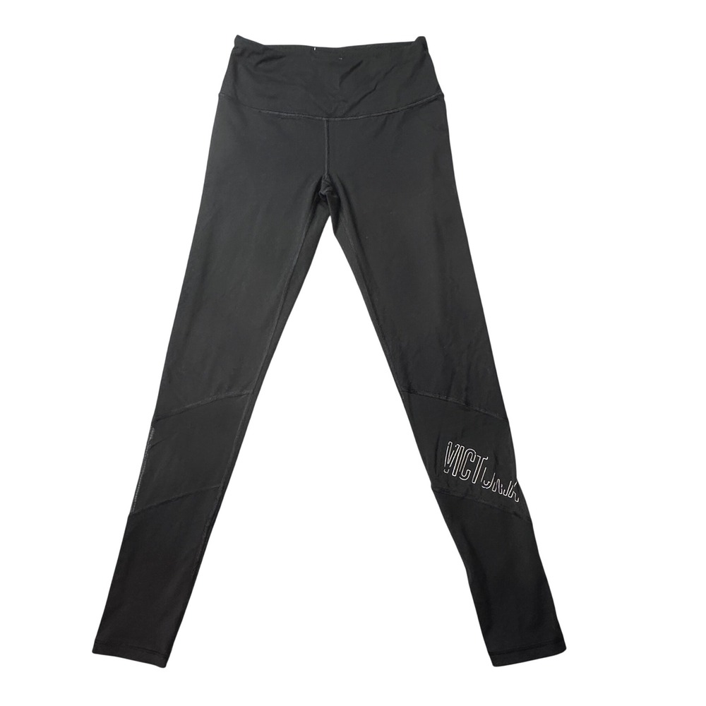 Victoria Sport Leggings Women S Black Knockout Tight Mesh Panel Graphic‎ Logo